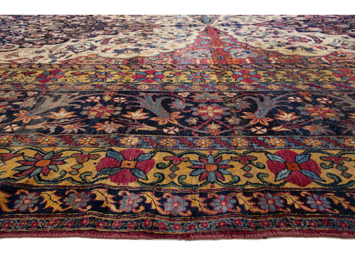 Antique Persian Kerman Wool Rug 15 X 22