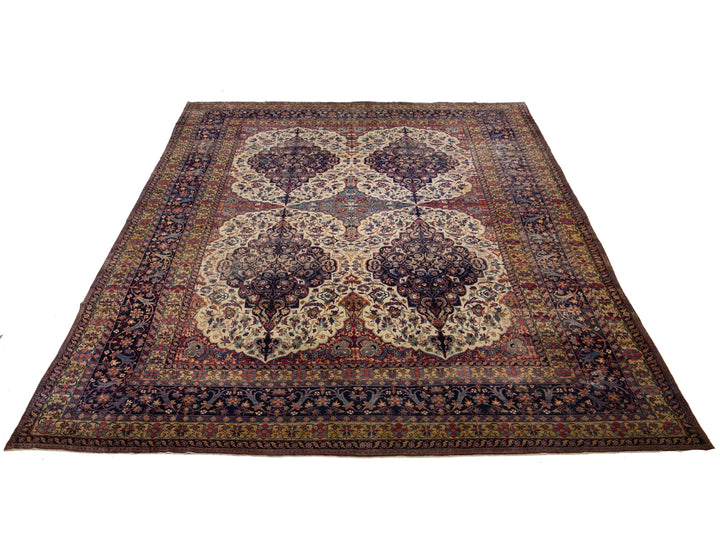 Antique Persian Kerman Wool Rug 15 X 22