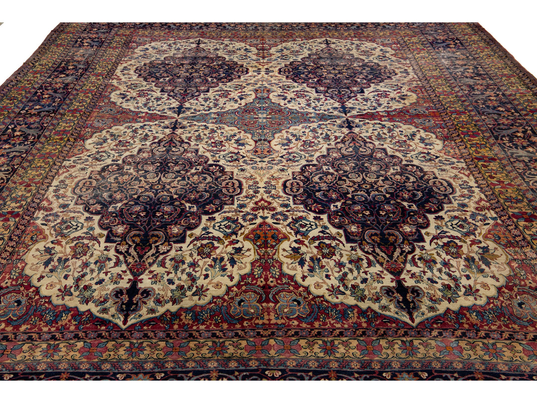 Antique Persian Kerman Wool Rug 15 X 22