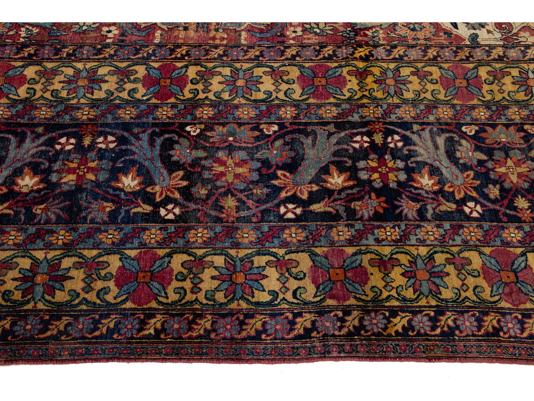Antique Persian Kerman Wool Rug 15 X 22