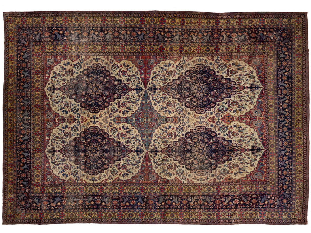Antique Persian Kerman Wool Rug 15 X 22