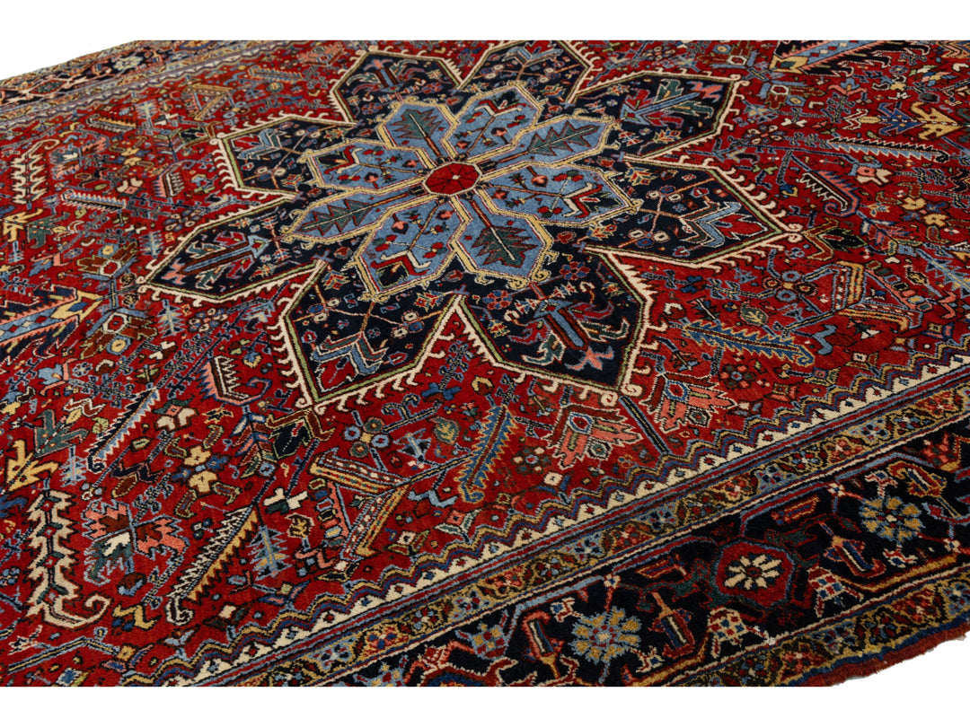 Antique Heriz Wool Rug 10 X 18