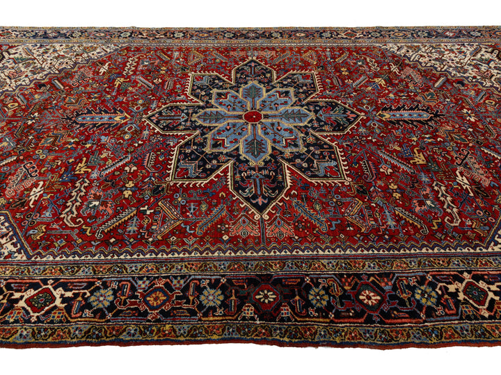 Antique Heriz Wool Rug 10 X 18