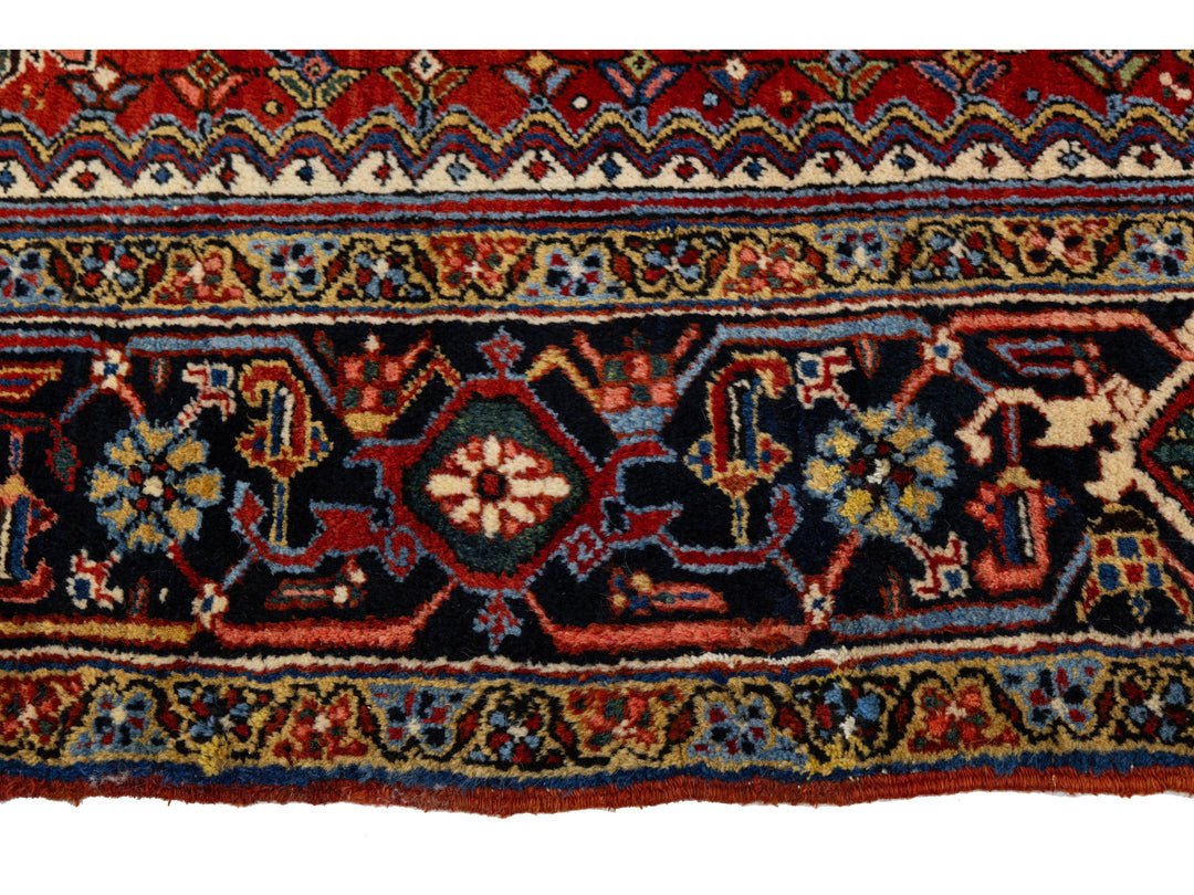 Antique Heriz Wool Rug 10 X 18