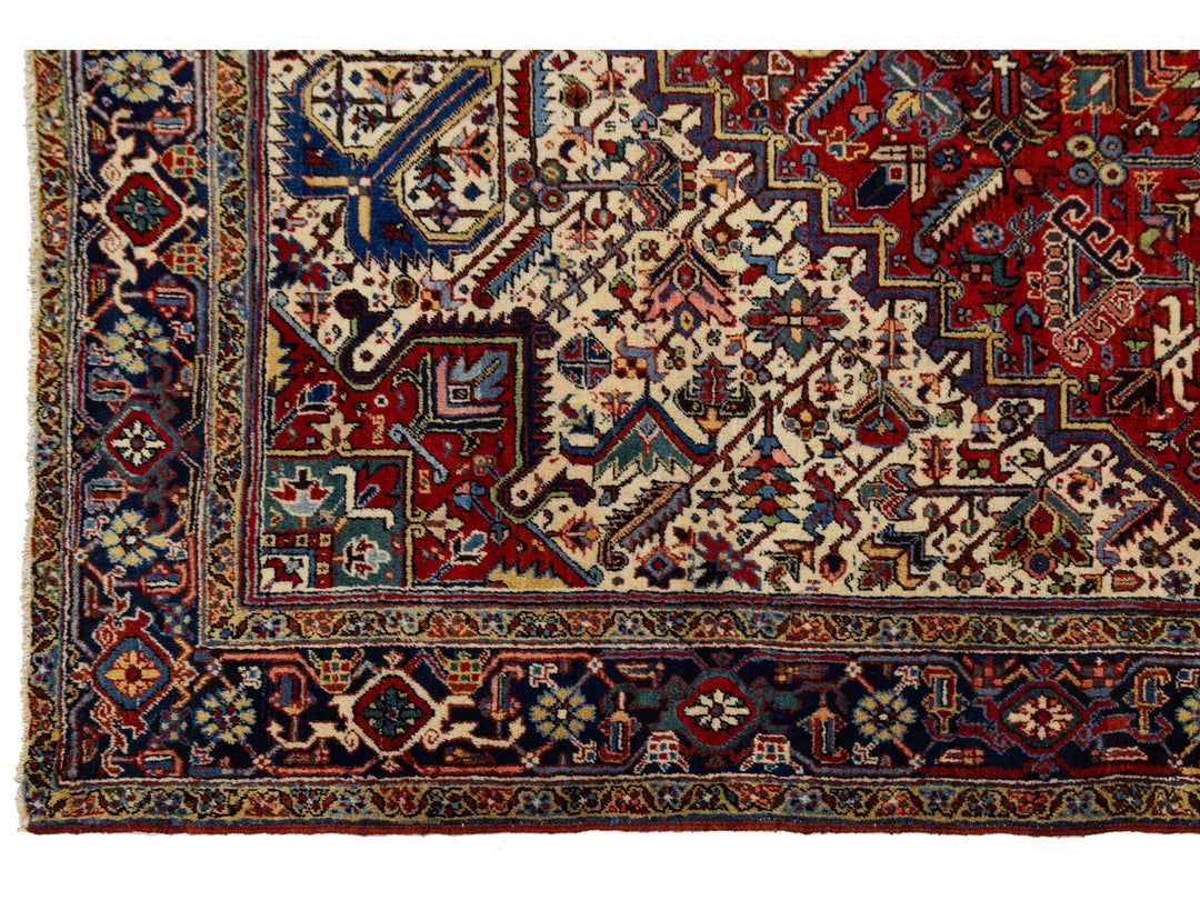 Antique Heriz Wool Rug 10 X 18