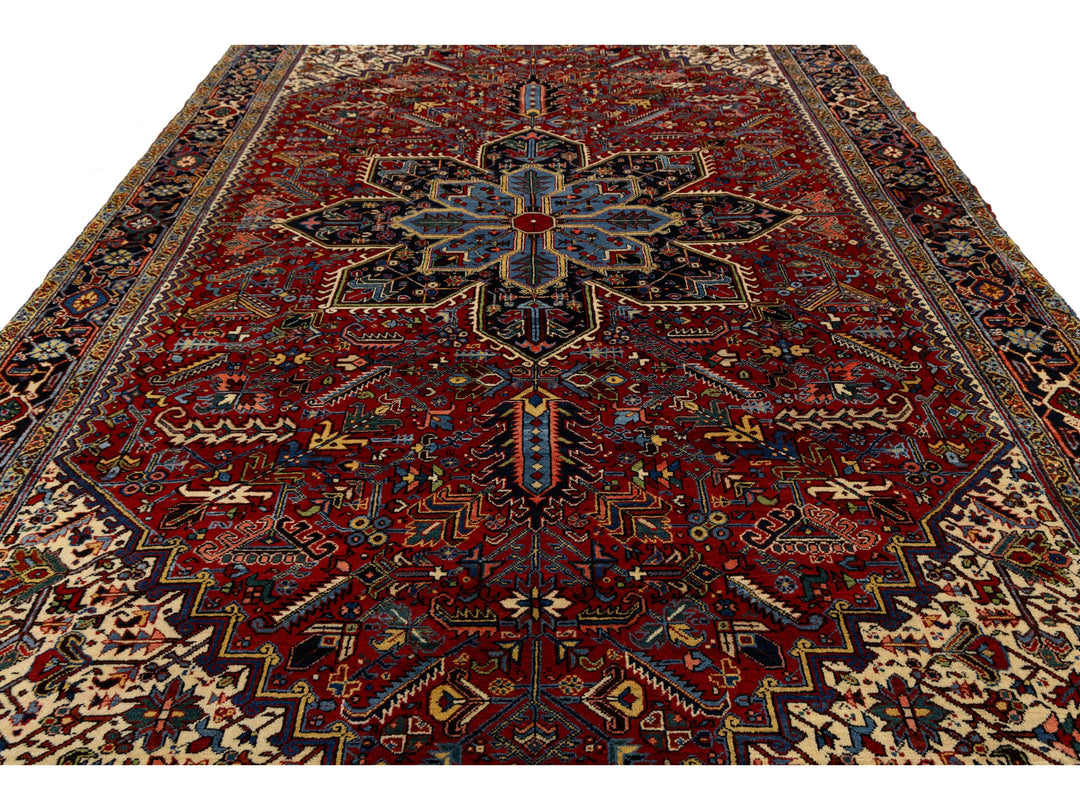 Antique Heriz Wool Rug 10 X 18