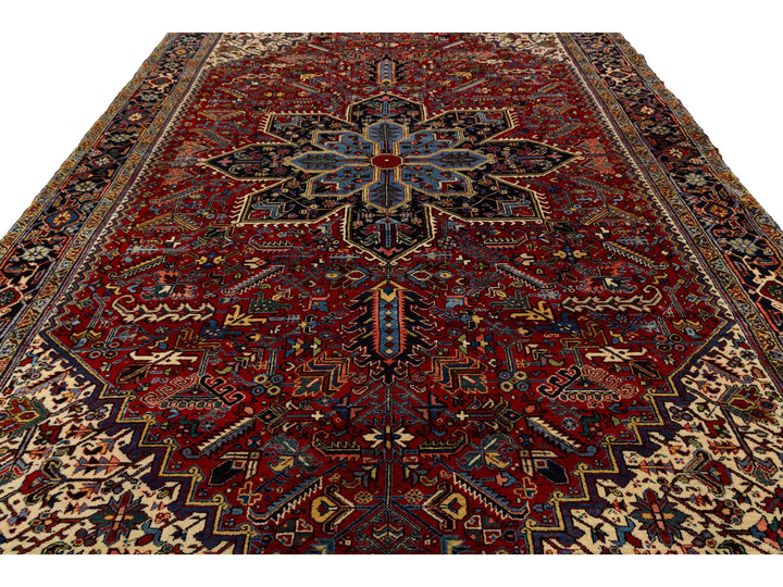 Antique Heriz Wool Rug 10 X 18