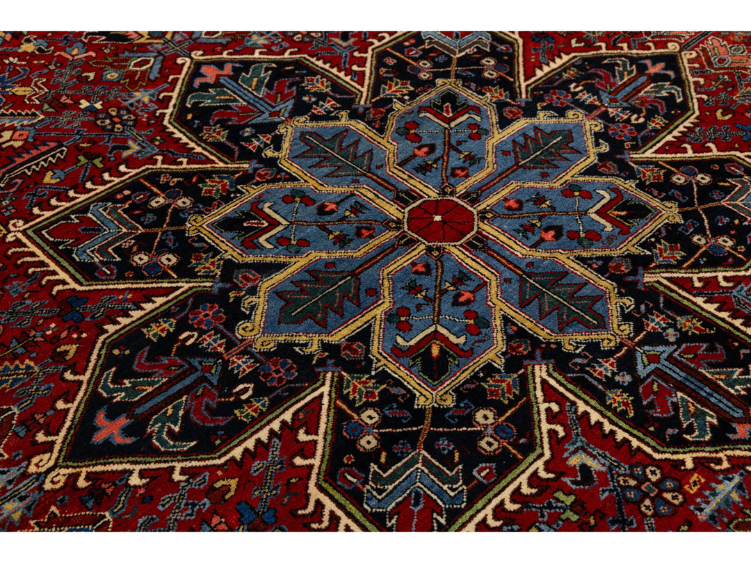 Antique Heriz Wool Rug 10 X 18