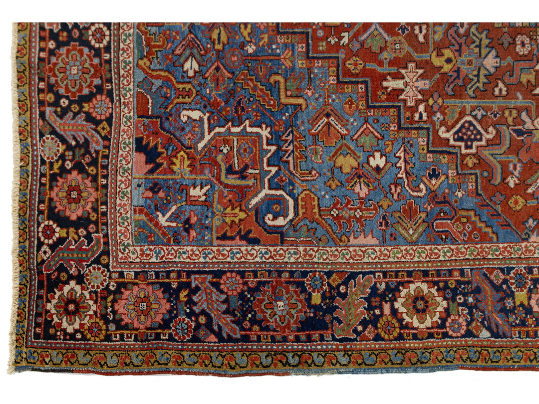 Antique Heriz Wool Rug 9 X 12