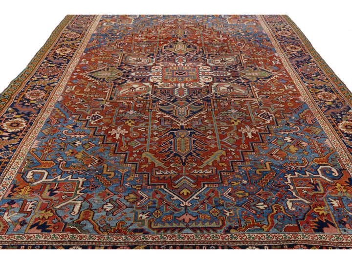 Antique Heriz Wool Rug 9 X 12