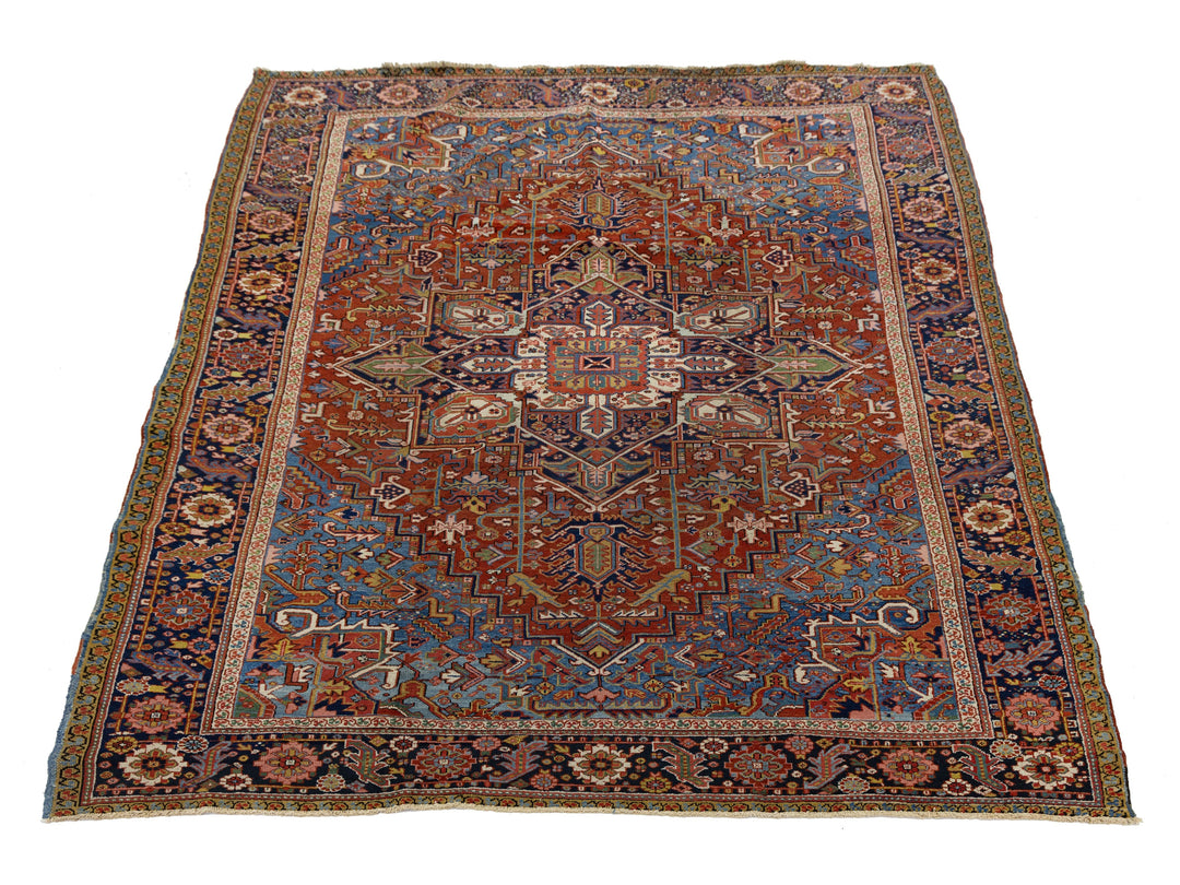 Antique Heriz Wool Rug 9 X 12