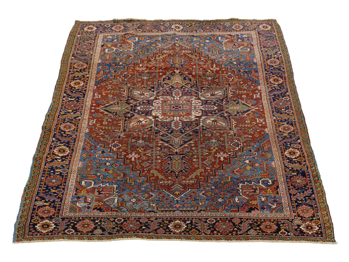 Antique Heriz Wool Rug 9 X 12