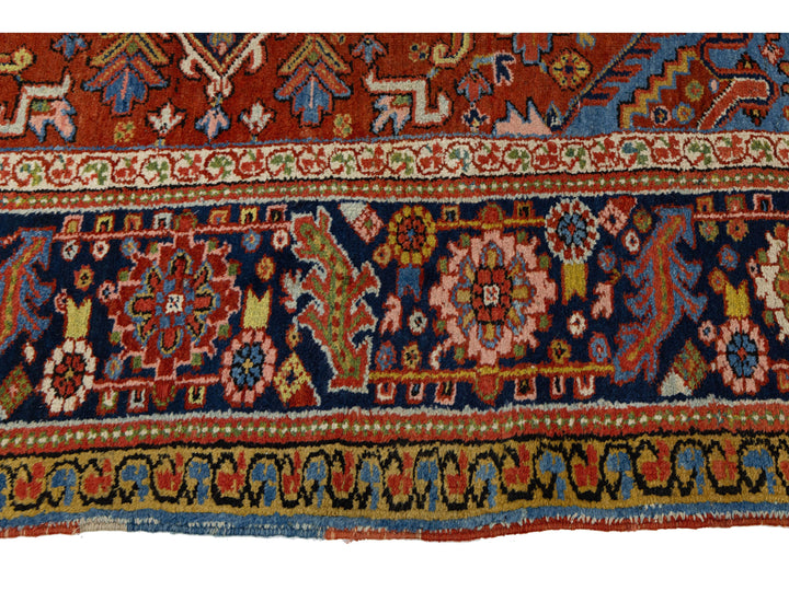 Antique Heriz Wool Rug 9 X 12