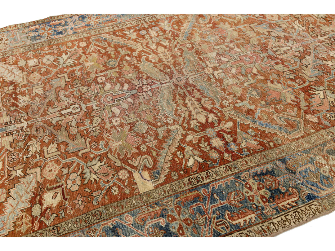 Antique Heriz Wool Rug 6 X 9