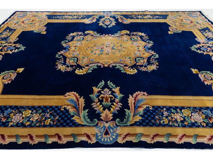 Antique Chinese Art Deco Wool Rug 10 X 14