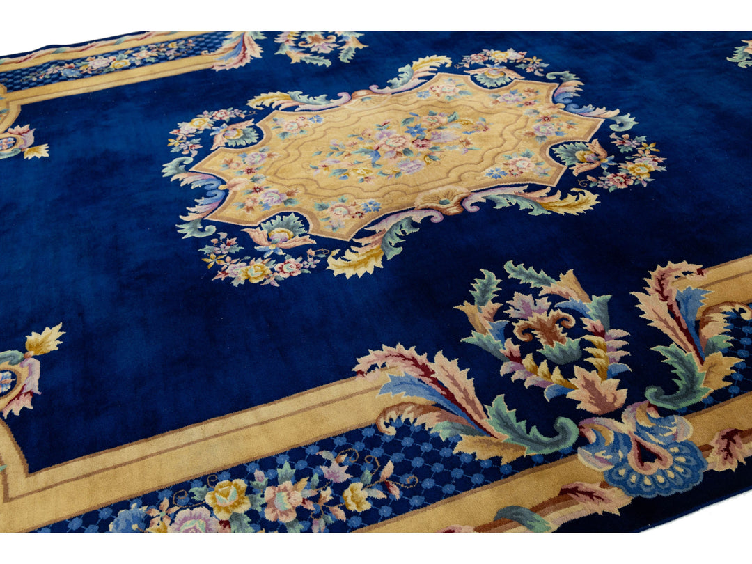 Antique Chinese Art Deco Wool Rug 10 X 14
