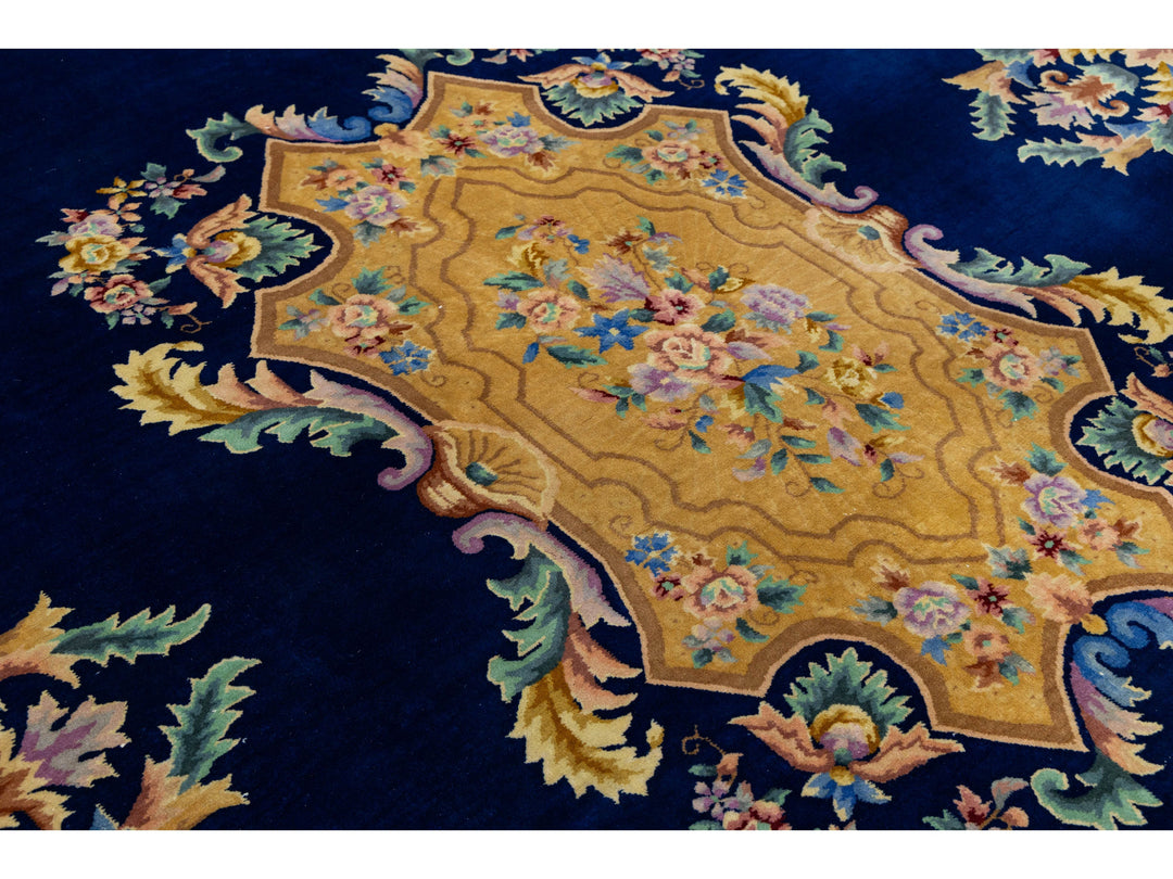 Antique Chinese Art Deco Wool Rug 10 X 14