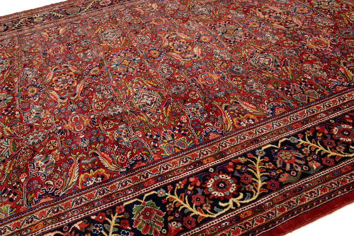 Antique Persian Mahal Wool Rug 11 X 17