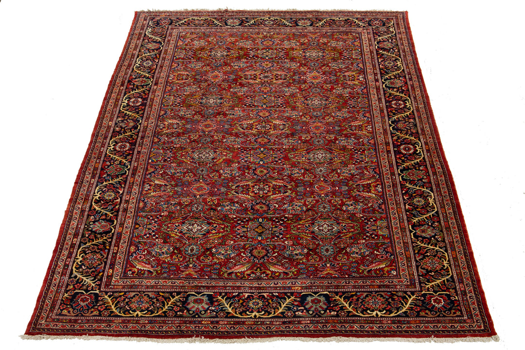 Antique Persian Mahal Wool Rug 11 X 17