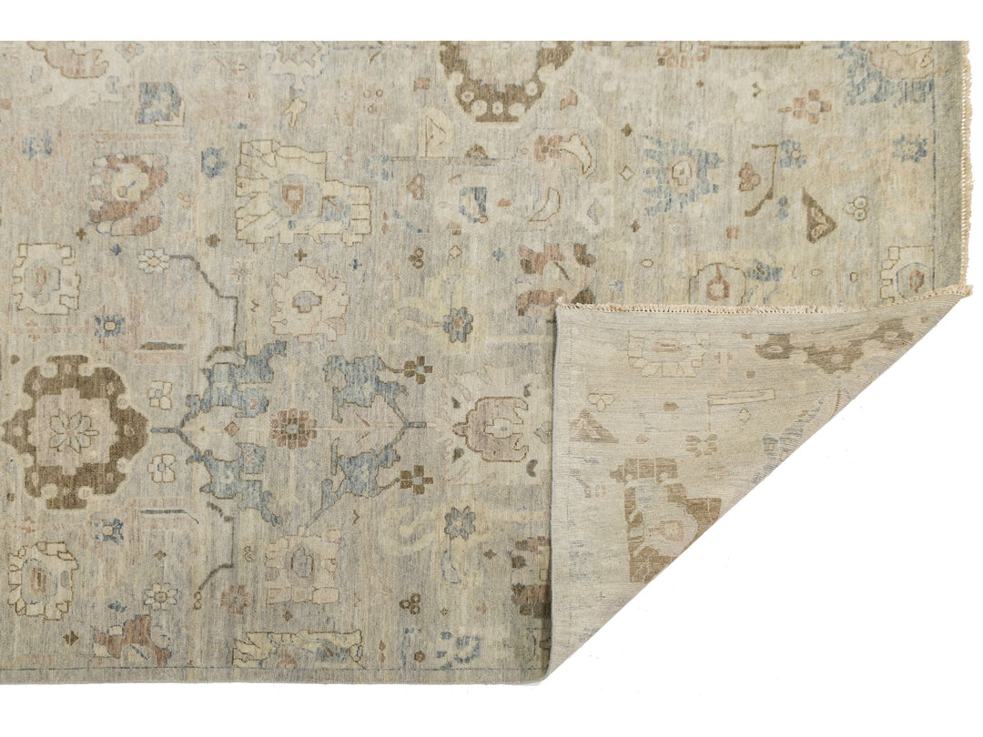 Modern Oushak Wool Rug 10 X 14