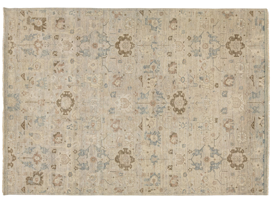 Modern Oushak Wool Rug 10 X 14