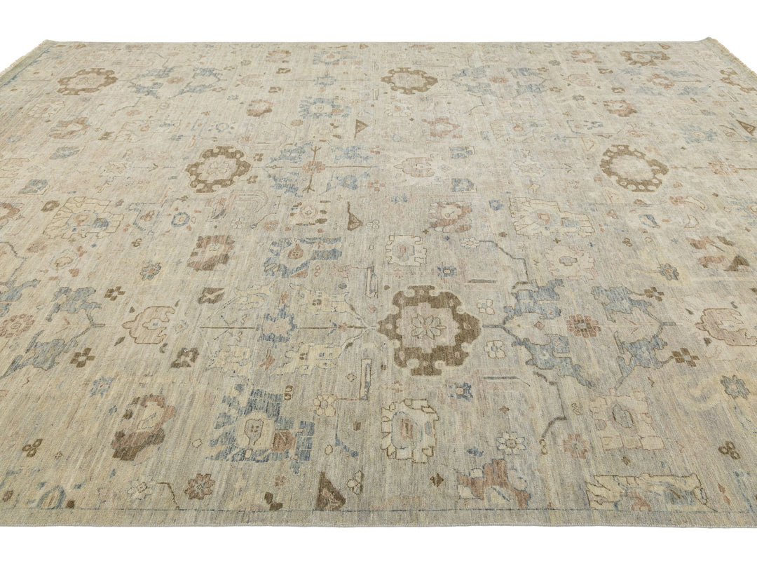 Modern Oushak Wool Rug 10 X 14