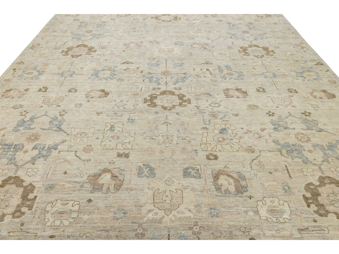 Modern Oushak Wool Rug 10 X 14