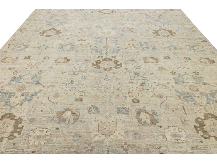 Modern Oushak Wool Rug 10 X 14