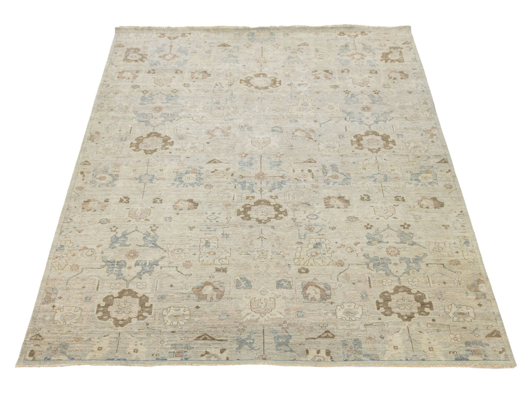 Modern Oushak Wool Rug 10 X 14