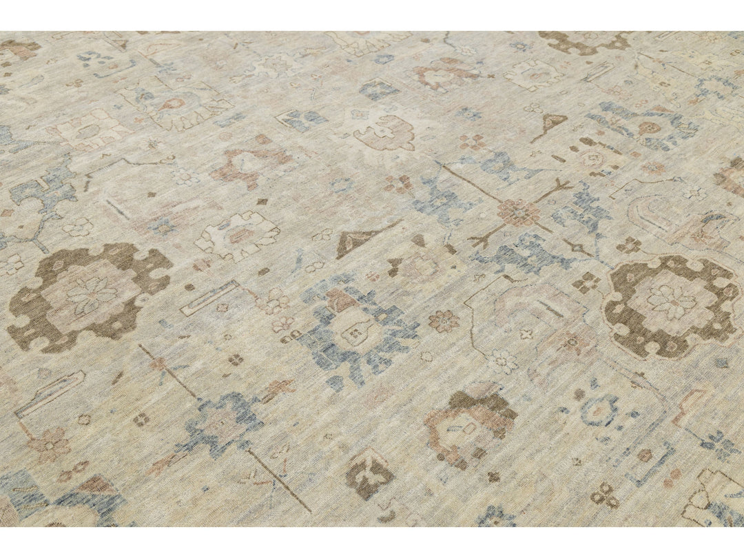 Modern Oushak Wool Rug 10 X 14