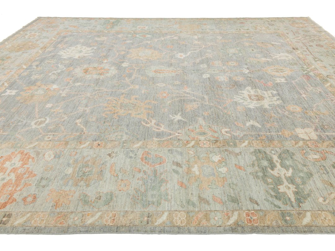 Modern Oushak Wool Rug 12 X 15