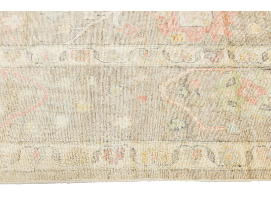 Modern Oushak Wool Rug 10 X 18