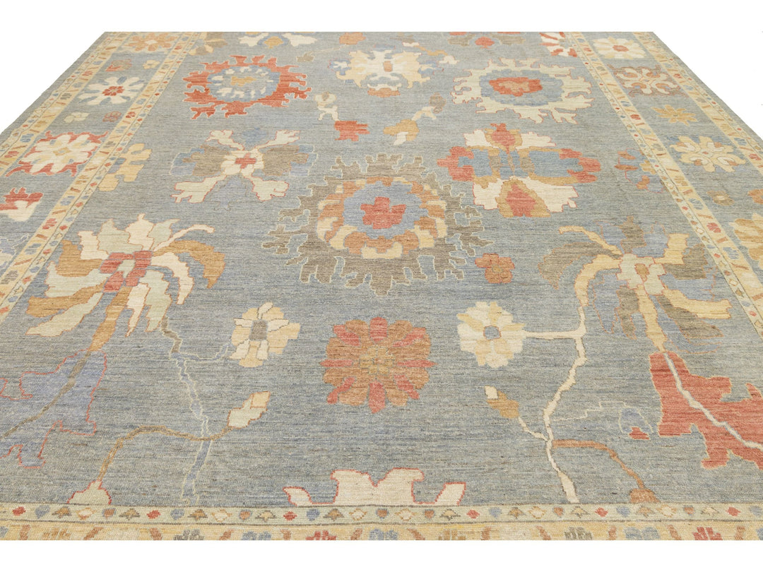 Modern Oushak Wool Rug 12 X 16