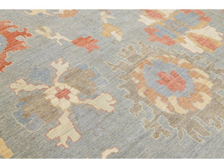 Modern Oushak Wool Rug 12 X 16