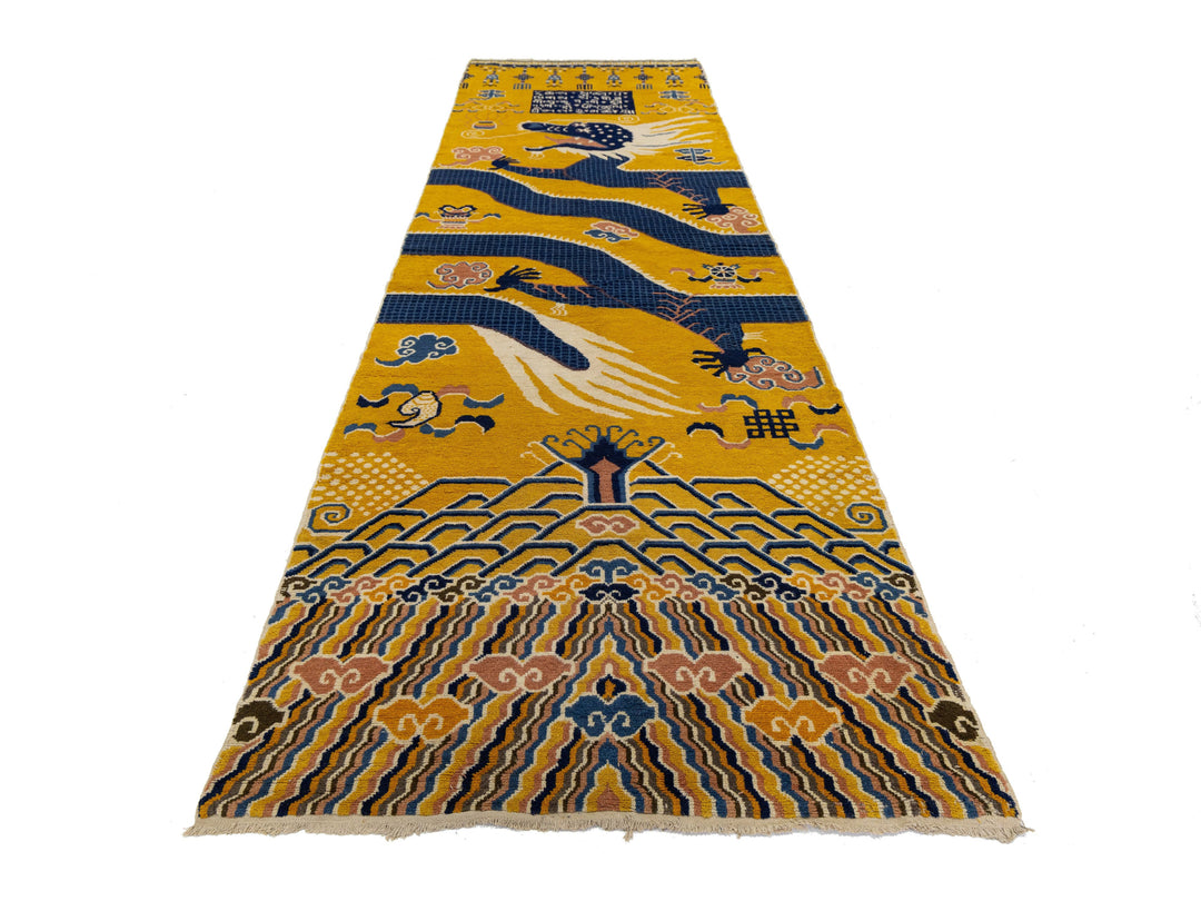 Antique Art Deco Chinese Wool Runner 5 X 15
