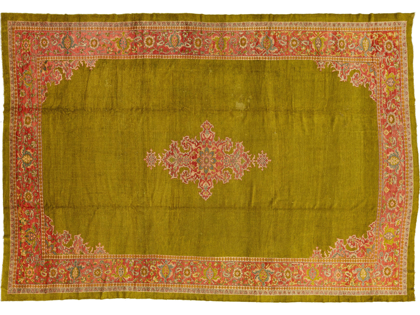 Antique Persian Mahal Wool Rug 12 X 18
