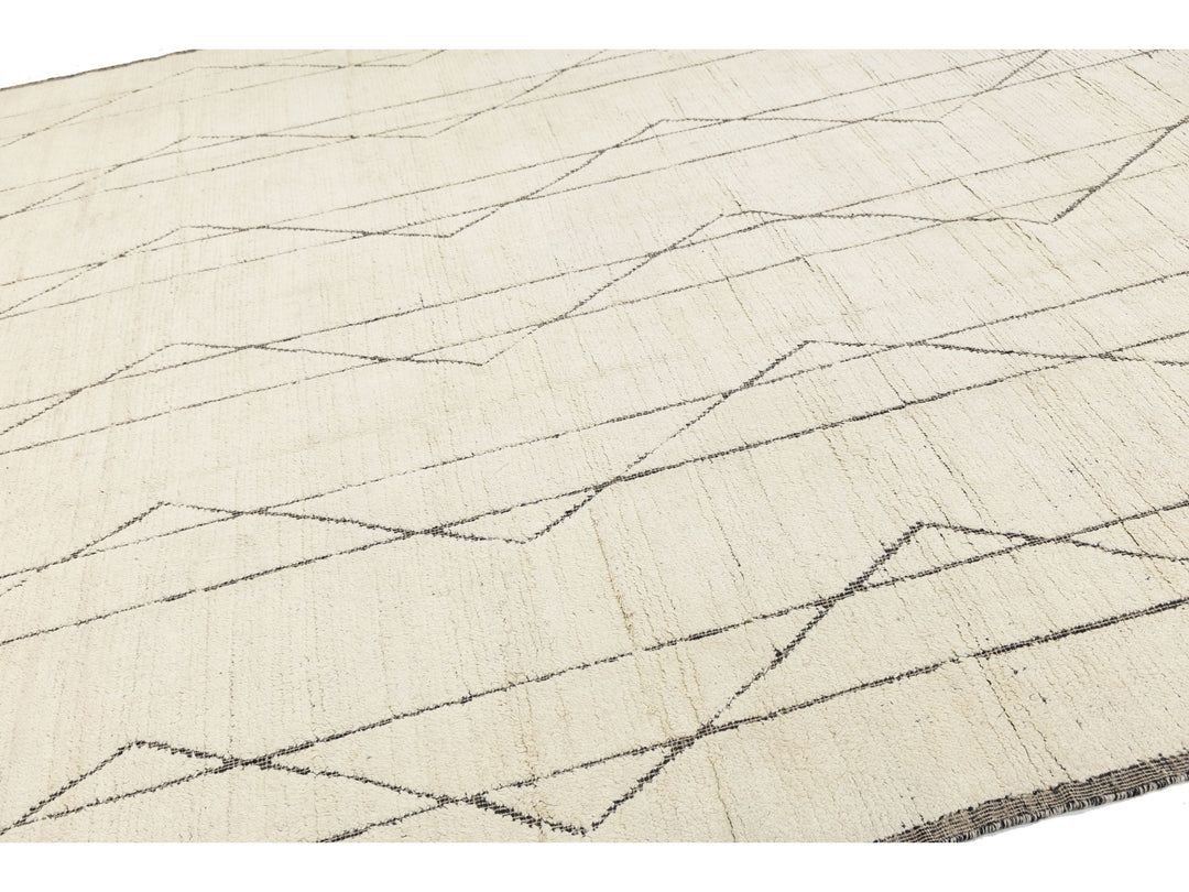 Modern Moroccan Wool Rug 10 X 14