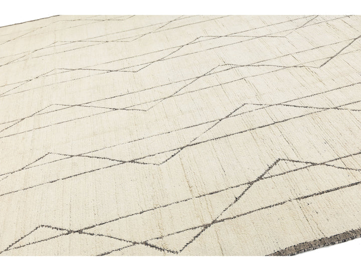 Modern Moroccan Wool Rug 10 X 14