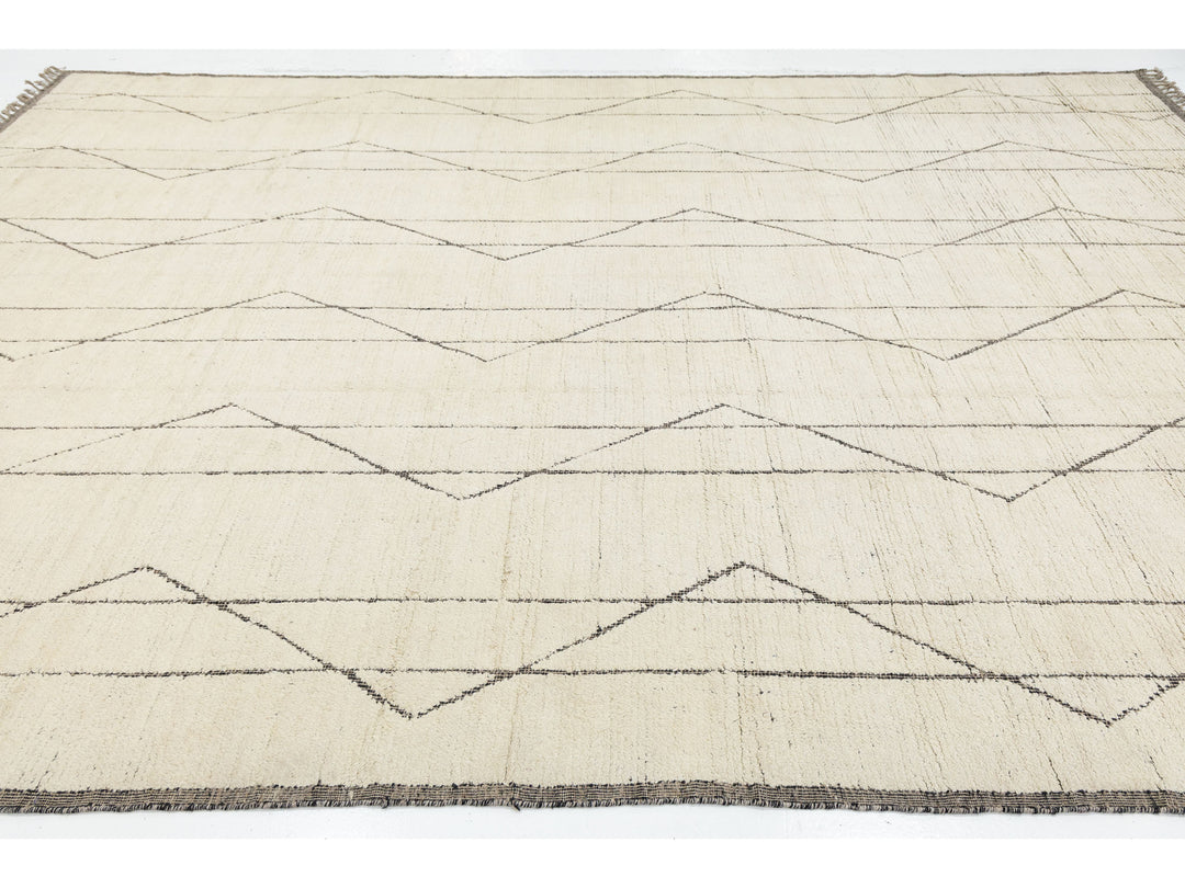 Modern Moroccan Wool Rug 10 X 14