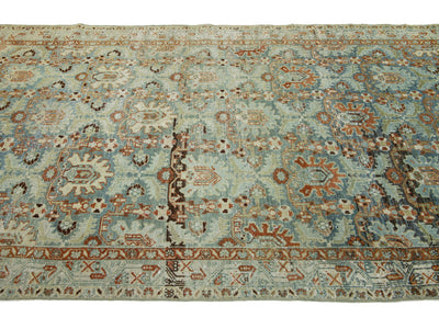 Antique Hamadan Wool Wide Runner 5 X 16