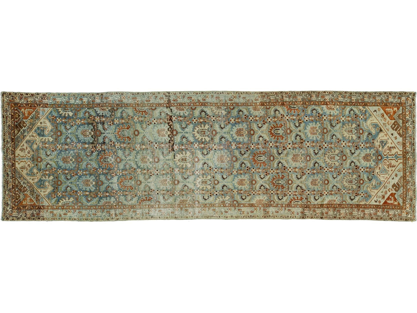 Antique Hamadan Wool Wide Runner 5 X 16