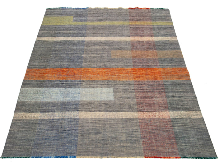 Modern Kilim Flatweave Wool Rug 8 X 11