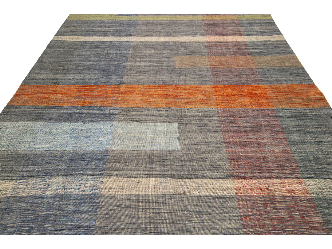 Modern Kilim Flatweave Wool Rug 8 X 11