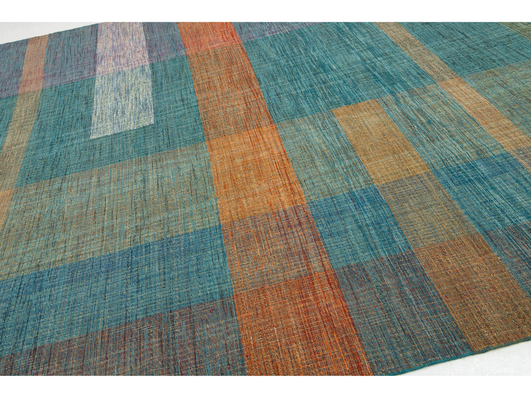 Modern Kilim Flatweave Wool Rug 10 X 13
