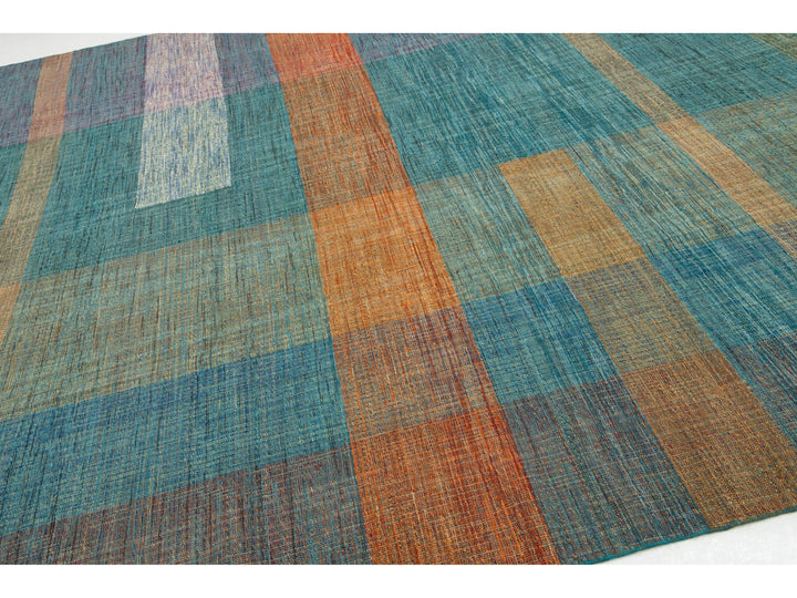 Modern Kilim Flatweave Wool Rug 10 X 13