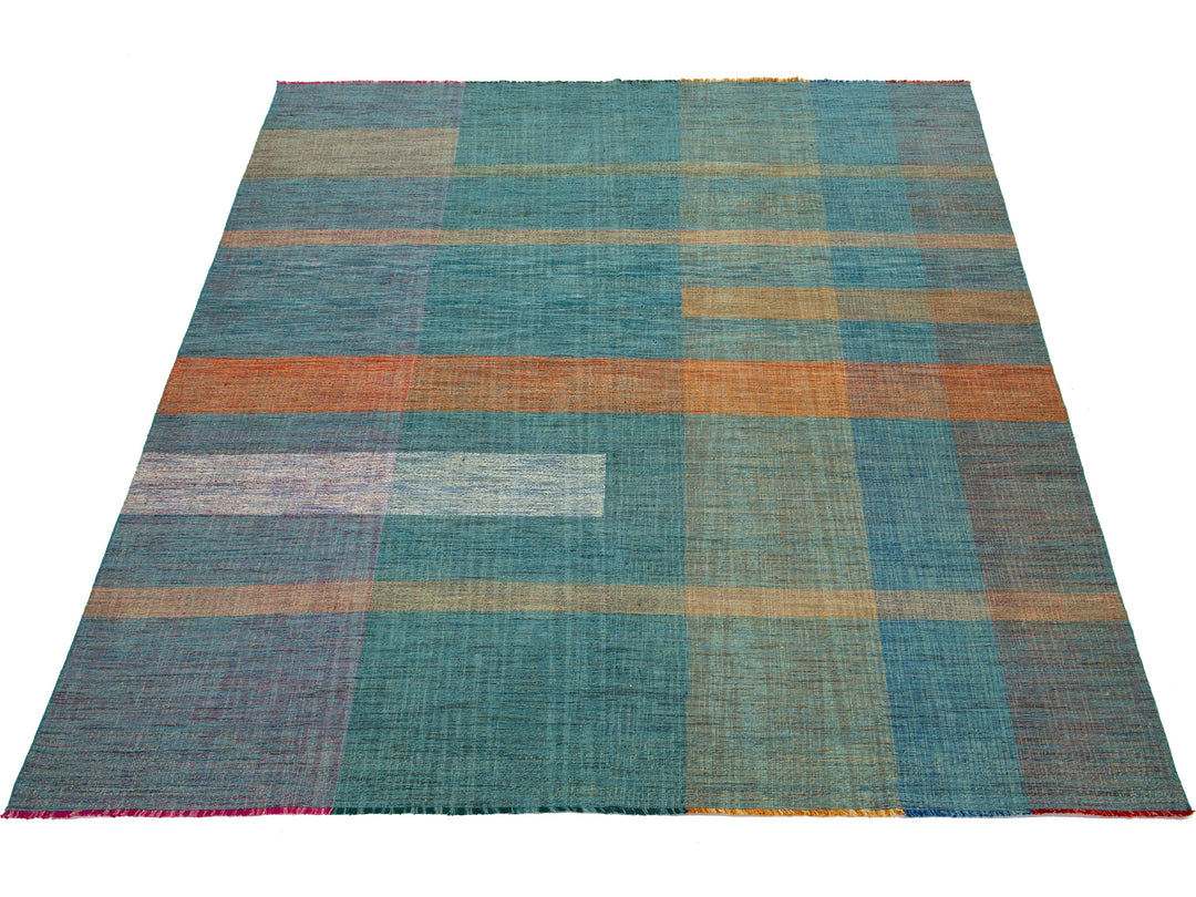 Modern Kilim Flatweave Wool Rug 10 X 13