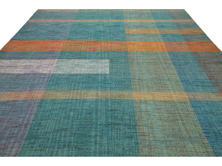 Modern Kilim Flatweave Wool Rug 10 X 13
