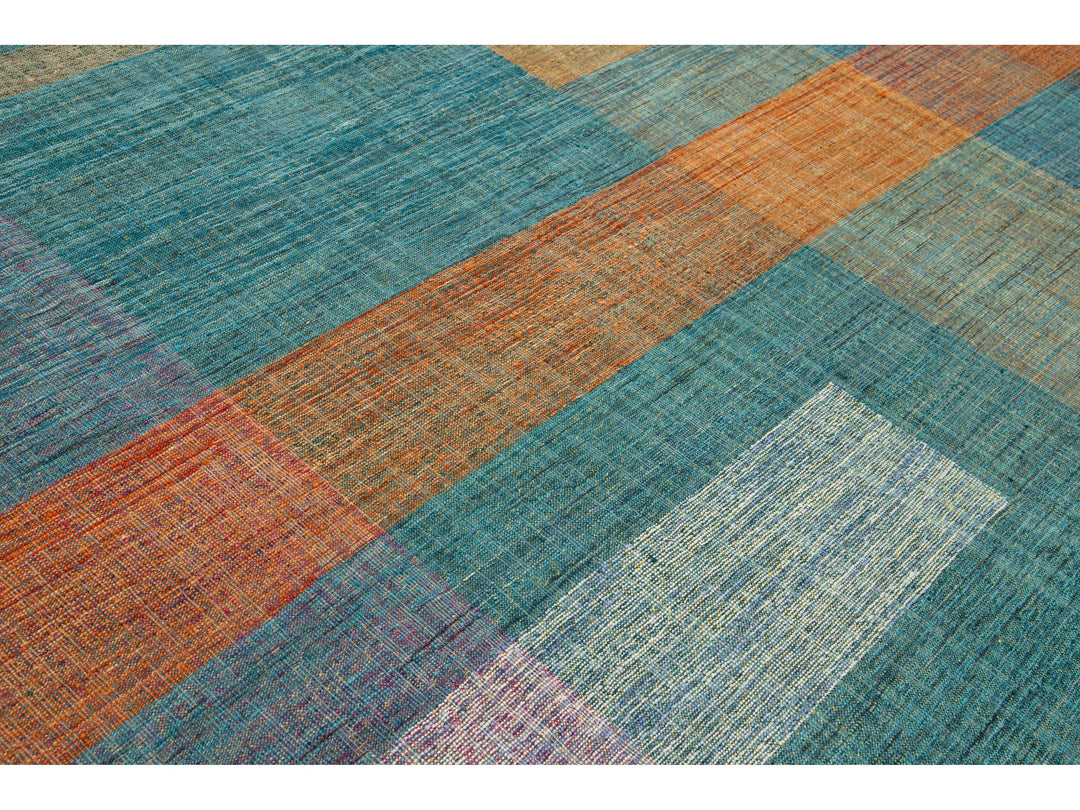 Modern Kilim Flatweave Wool Rug 10 X 13
