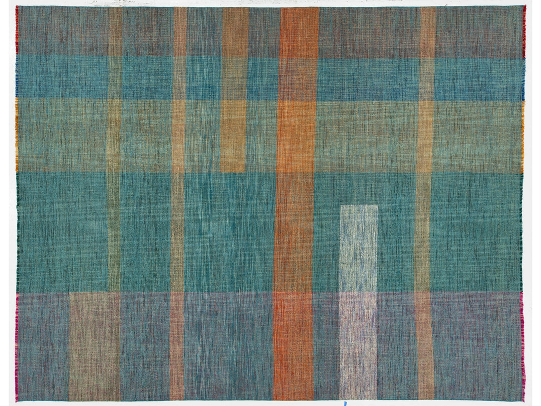 Modern Kilim Flatweave Wool Rug 10 X 13