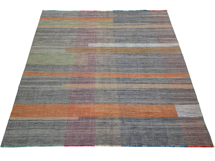 Modern Kilim Flatweave Wool Rug 8 X 11